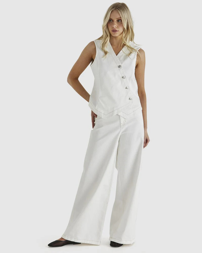 SASS CLOTHING - Marza Denim Vest (Bone)