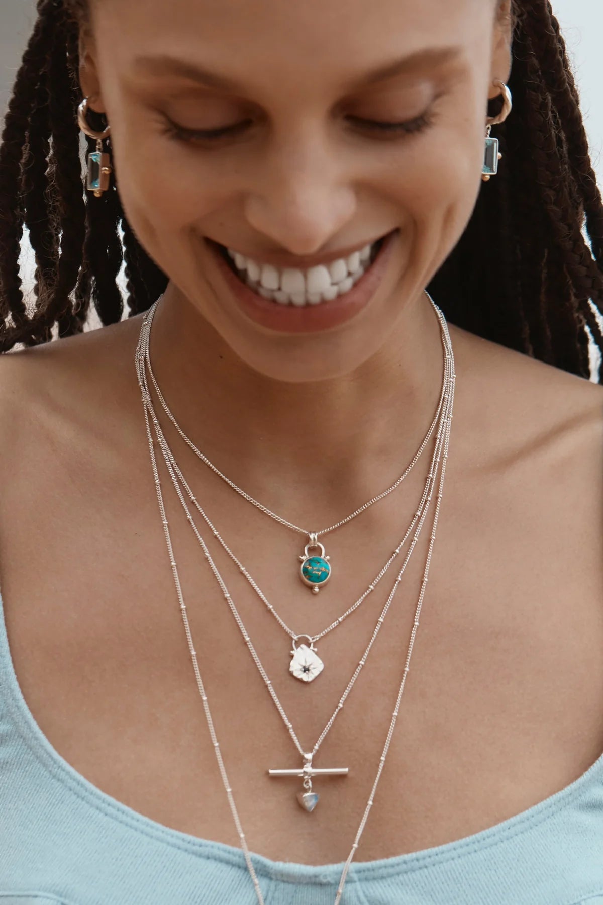 TONIMAY - Sapphire Star Hammered Silver Necklace