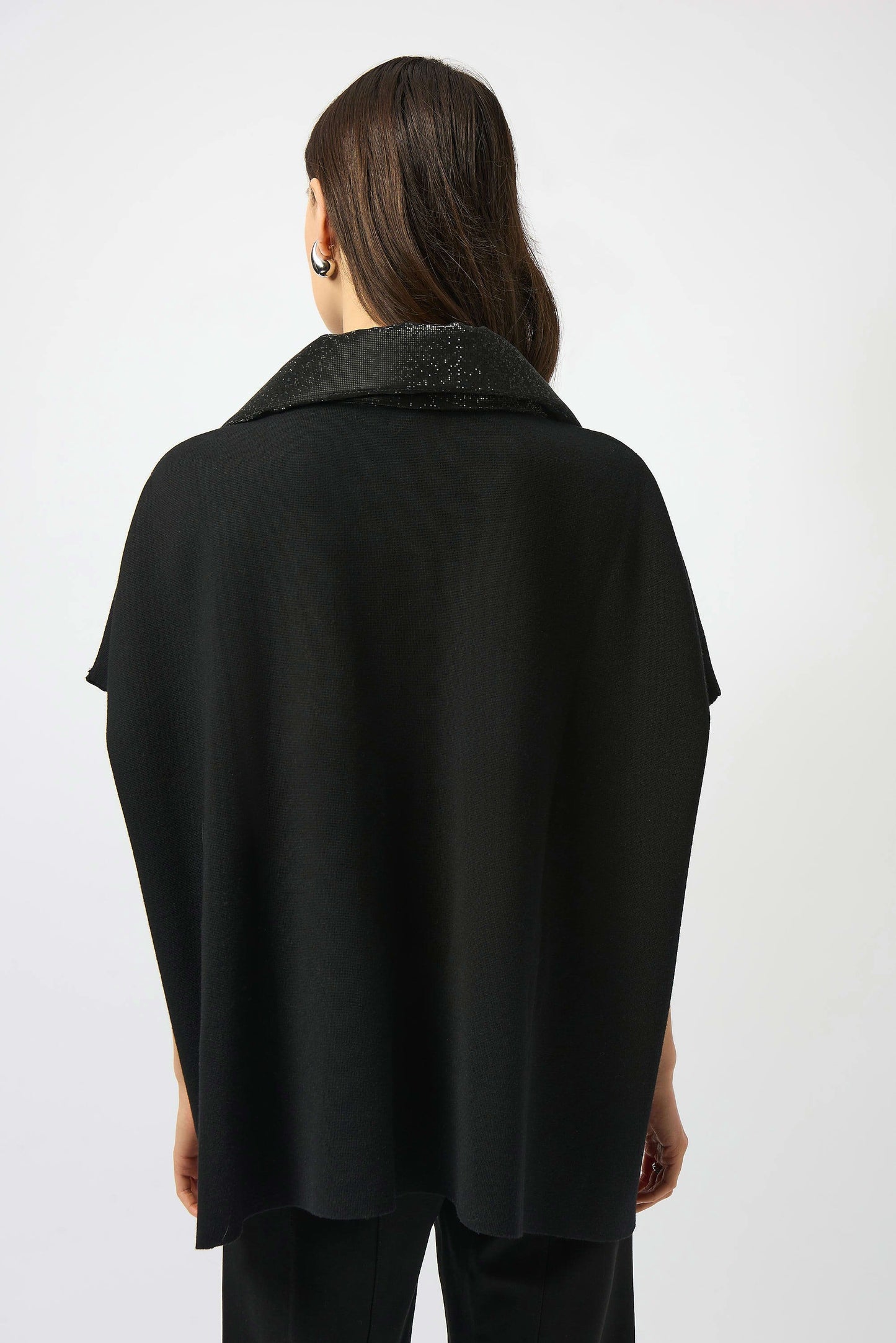 JOSEPH RIBKOFF - Faux Leather trimmed Poncho Sleeve Jacket