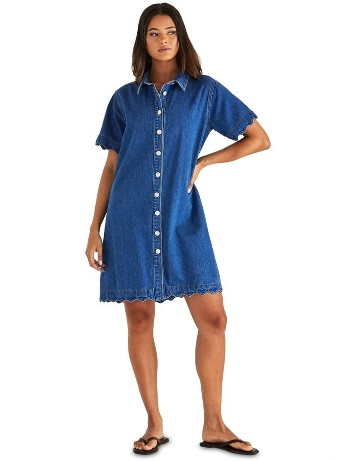 SASS CLOTHING - Vale Scalloped Denim Dress