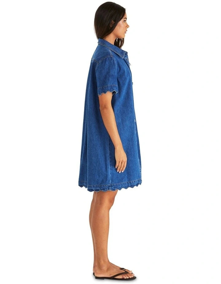 SASS CLOTHING - Vale Scalloped Denim Dress