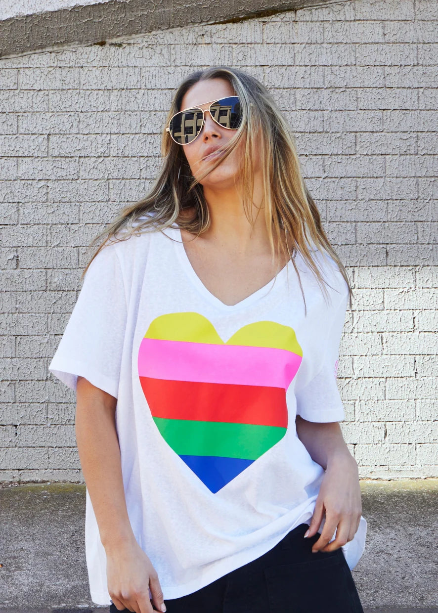 HAMMILL & CO - Rainbow Heart Tee (White)