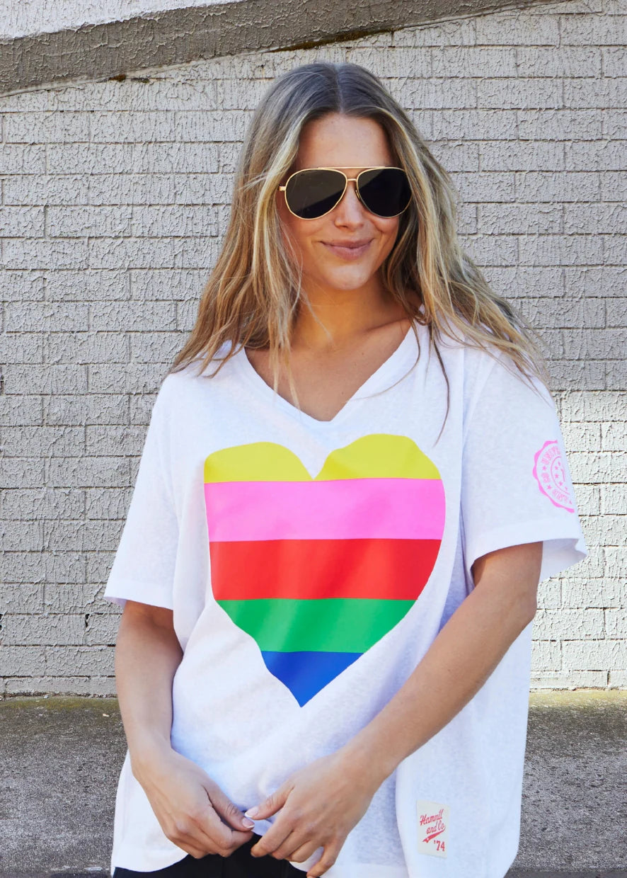HAMMILL & CO - Rainbow Heart Tee (White)