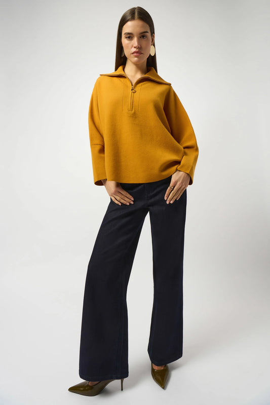 JOSEPH RIBKOFF - Goldie Classic Wide Leg Stretch Jeans (Dark Denim Blue)