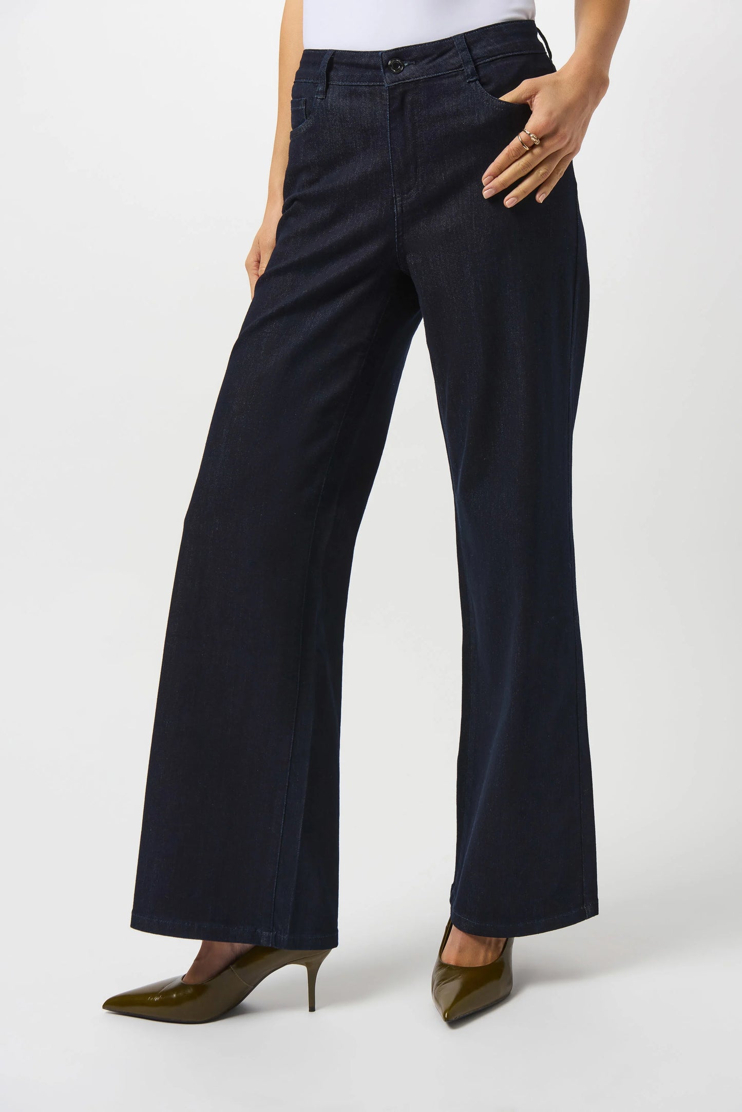 JOSEPH RIBKOFF - Goldie Classic Wide Leg Stretch Jeans (Dark Denim Blue)