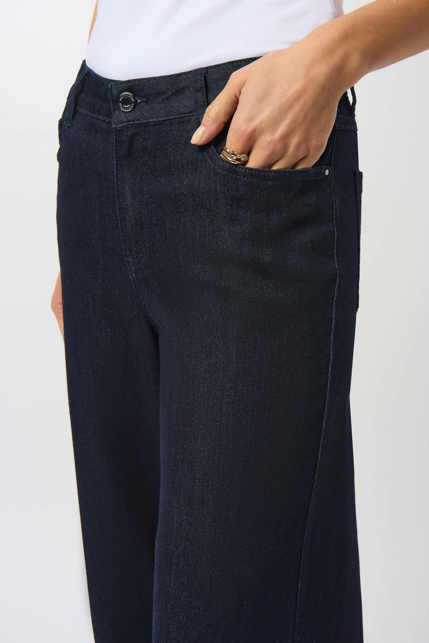 JOSEPH RIBKOFF - Goldie Classic Wide Leg Stretch Jeans (Dark Denim Blue)