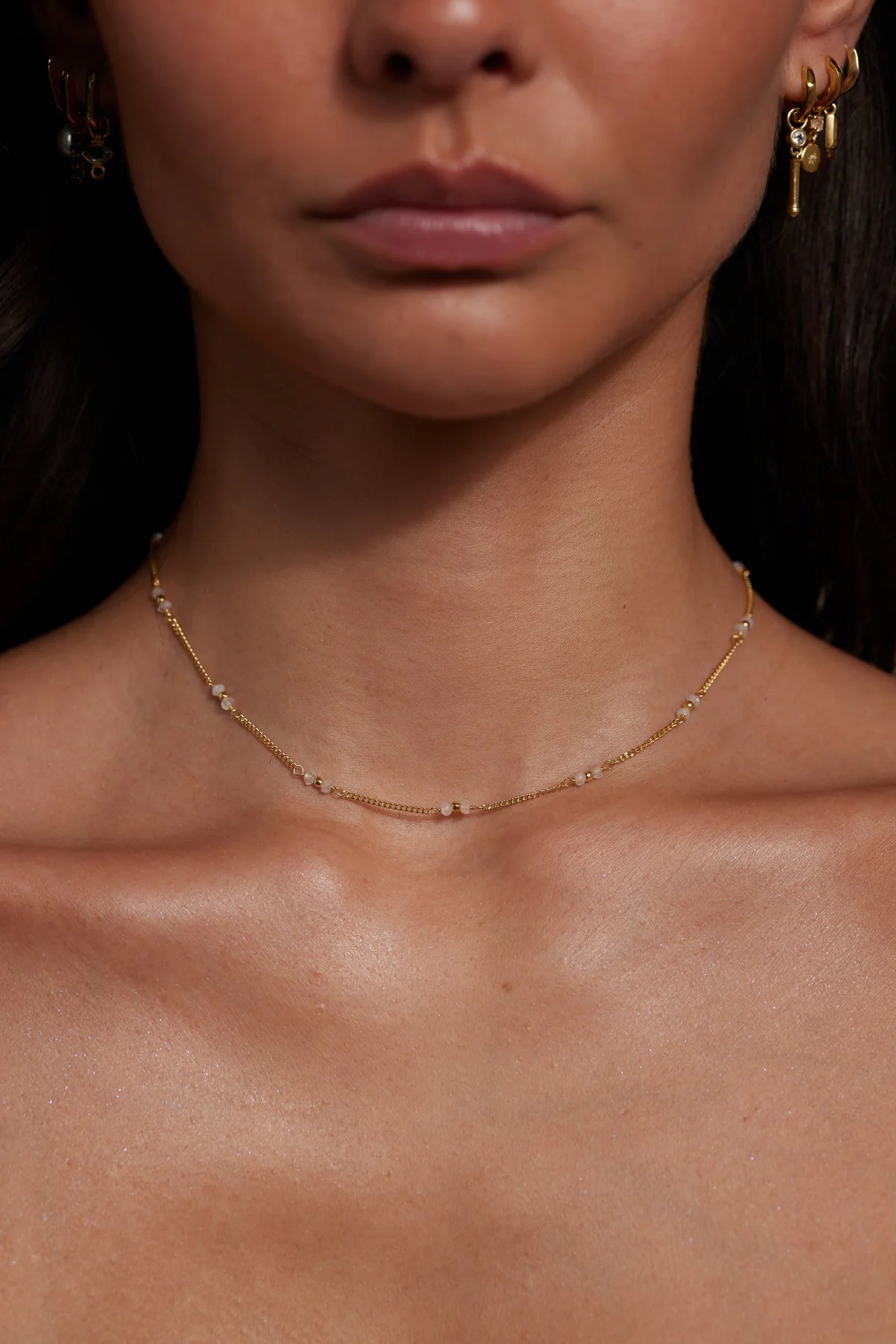 TONIMAY - Beaded Moonstone Gold Necklace