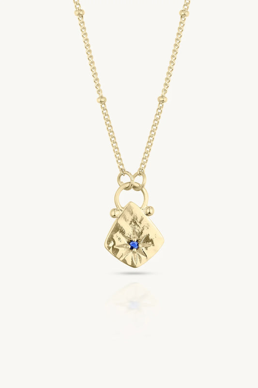TONIMAY - Sapphire Star Hammered Gold Necklace