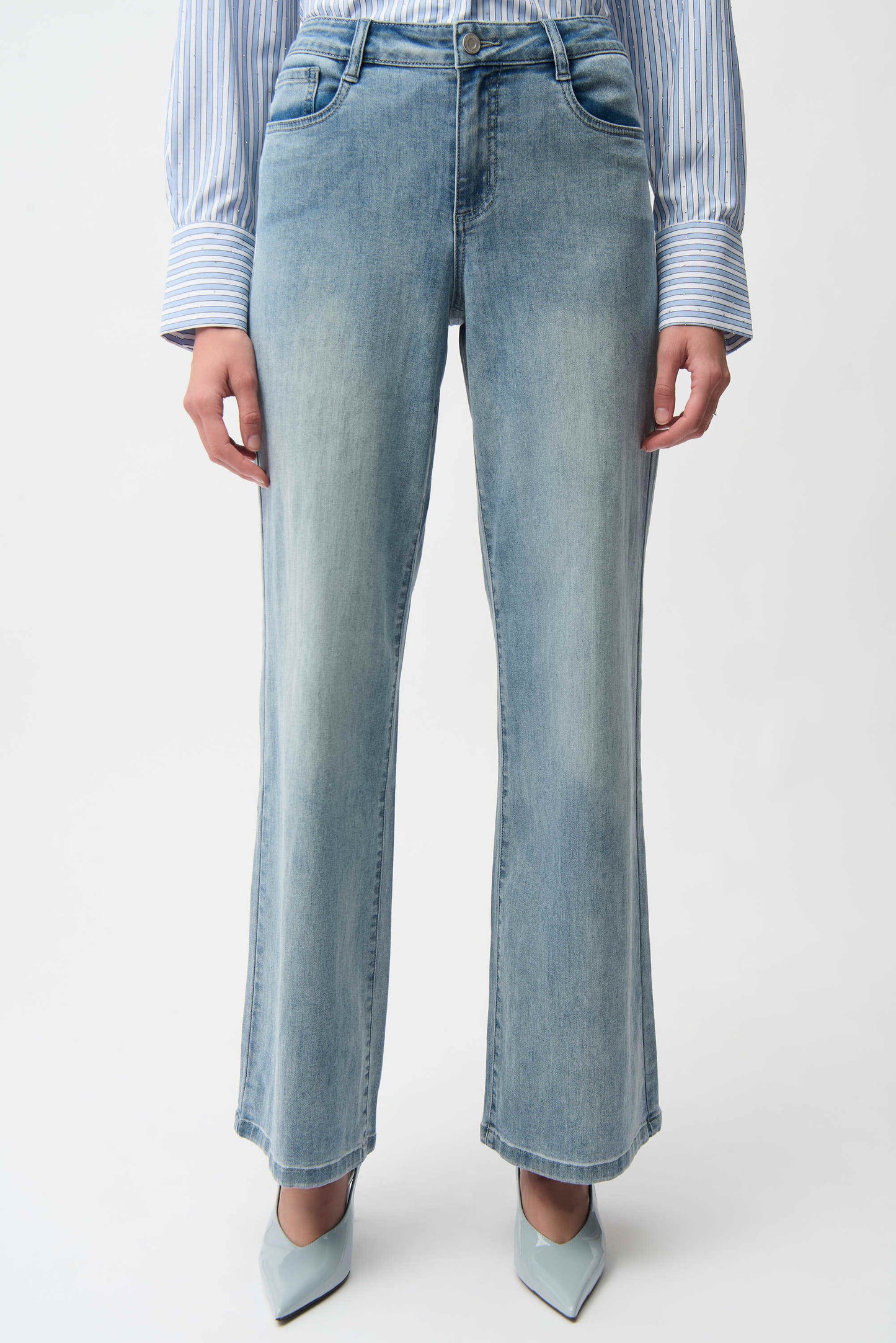 JOSEPH RIBKOFF - Goldie Classic Wide Leg Stretch Jeans (Light Blue)