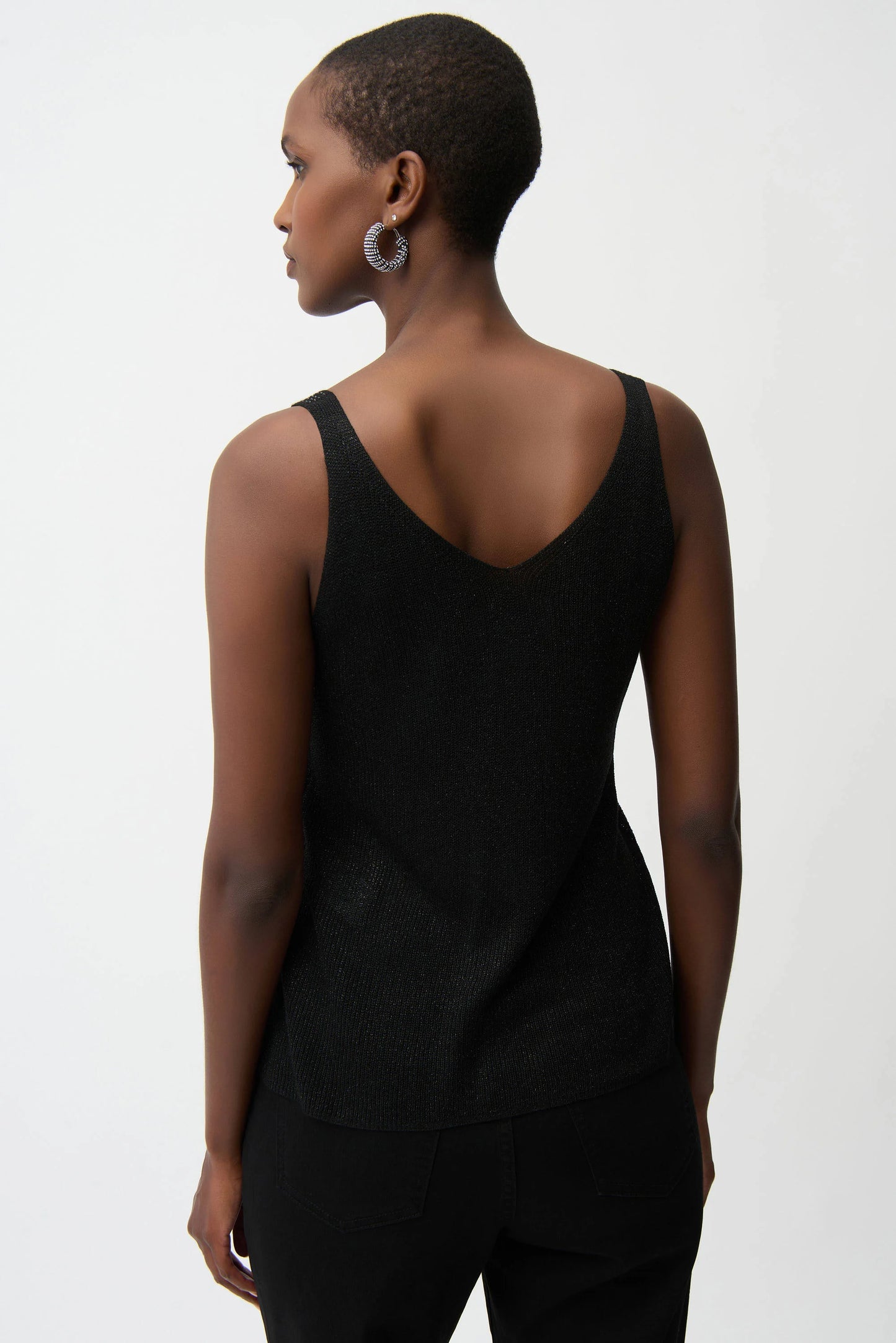 JOSEPH RIBKOFF - Metallic Knitted Camisole with Rhinestones