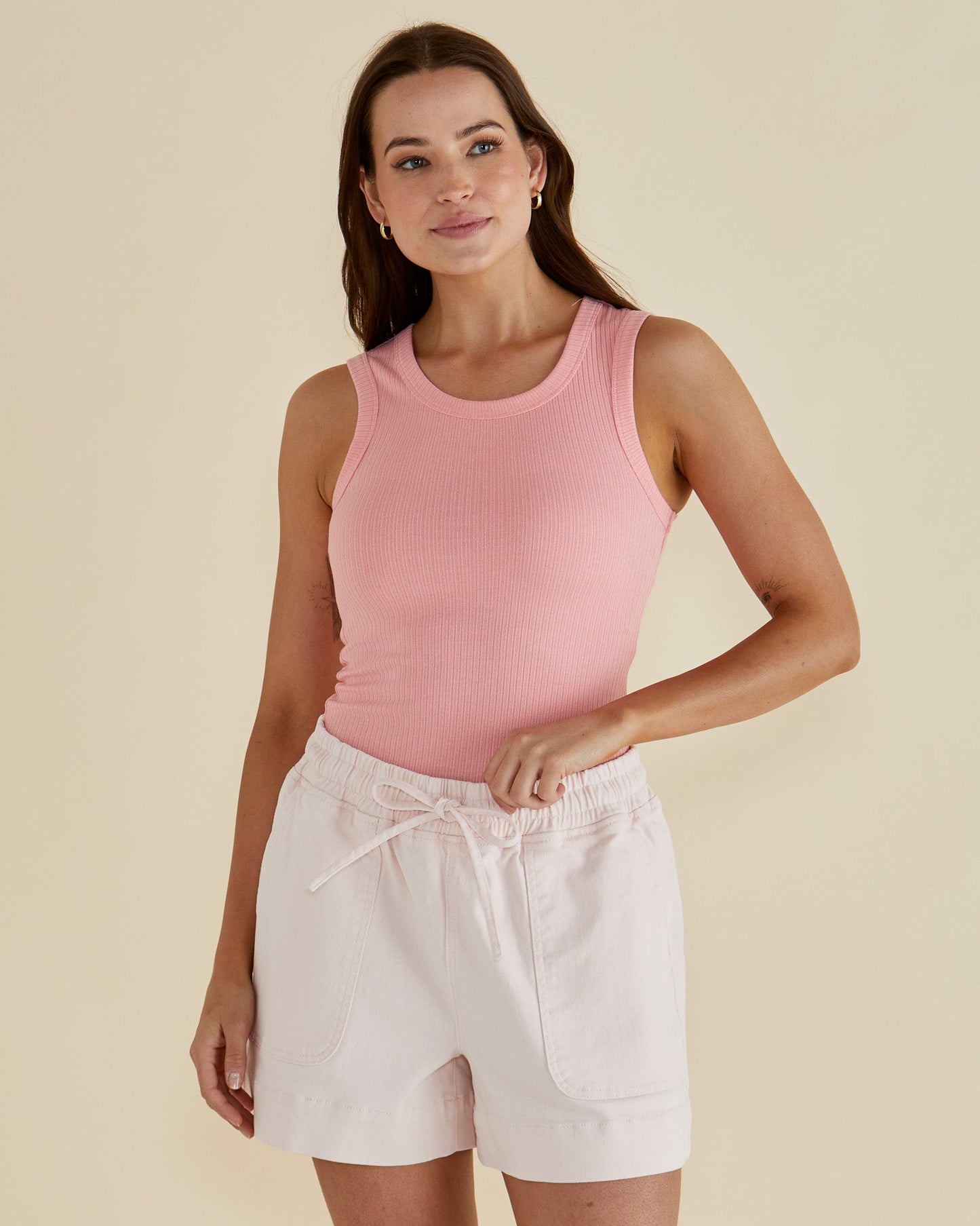 BETTY BASICS - Francis Rib Tank Peach