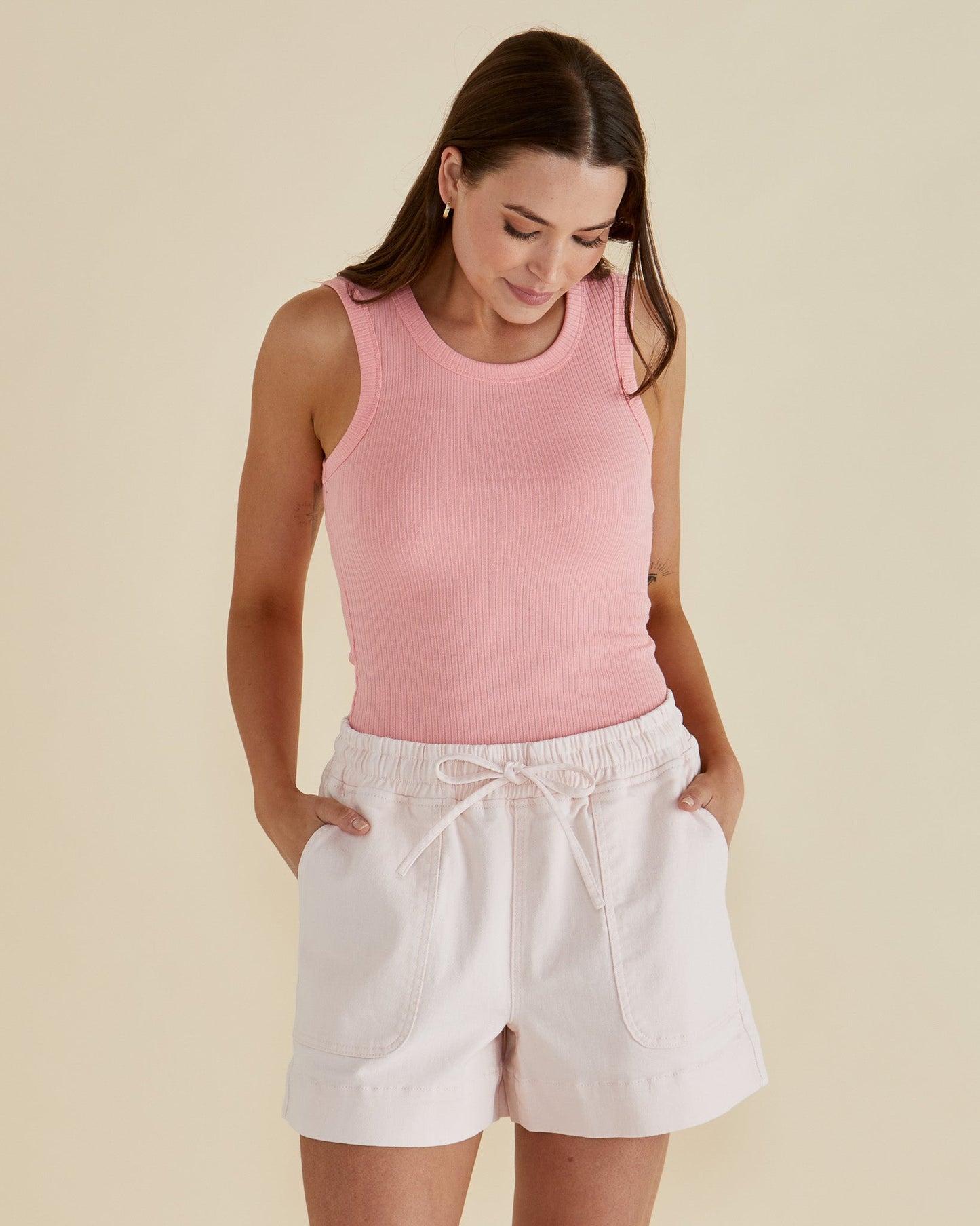 BETTY BASICS - Francis Rib Tank Peach