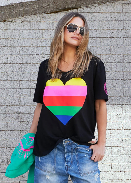 HAMMILL & CO - Rainbow Heart Tee (Black)
