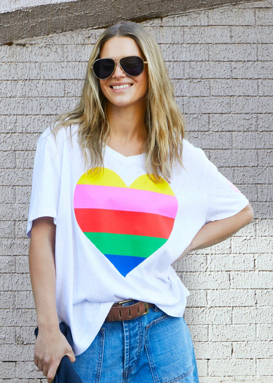 HAMMILL & CO - Rainbow Heart Tee (White)